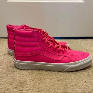 Hot Pink Leather High Top Vans sz 7